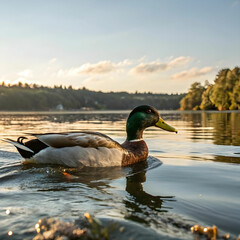 Fototapeta premium mallard duck on water during daytime