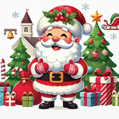 Christmas Santa Claus Isolated on white Background. Vector illustration. on white background -