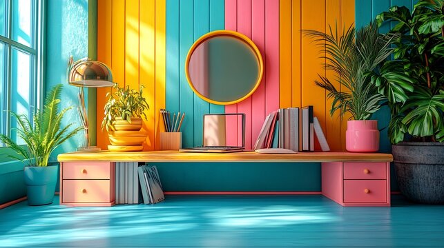 Vibrant Pinterest pin template with colorful backgrounds and bold typography isolated on a transparent background for lifestyle bloggers