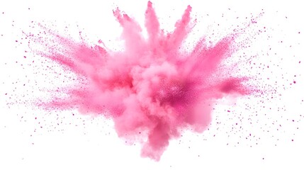 Pink powder explosion isolated on white background