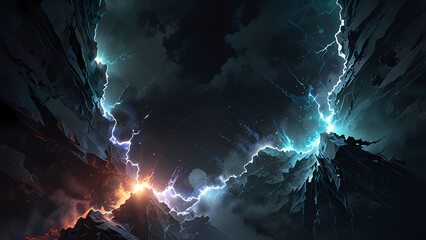 An ethereal dimension rift illustrated with jagged cracks running across a misty, cloud-like background, with glowing white light spilling out and fractal shapes forming near the edges of the cracks