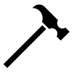 Hammer Icon, Black And White Glyph Icon Vector