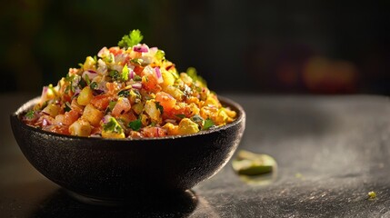 Photorealistic Side View of Delicious Papri Chaat in a Bowl with Fresh Ingredients and Vibrant Colors