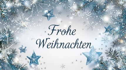 a german christmas greeting card with the text "Frohe Weihnachten"