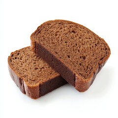 Fresh dark bread slices on white