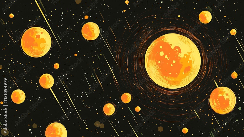 Poster Planets and comets in space.