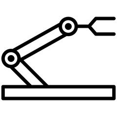 Mechanical Arm Icon, Black And White Outline Icon Symbol