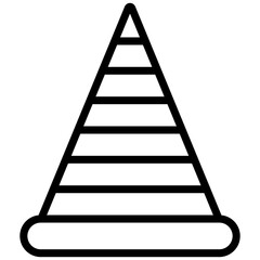 Road Cone Icon, Black And White Outline Icon Symbol