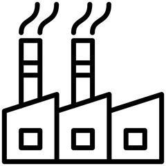 Factory Icon, Black And White Outline Icon Symbol