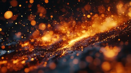 Obraz premium A close-up of molten metal being separated in the stock cracking process, sparks and glowing hues