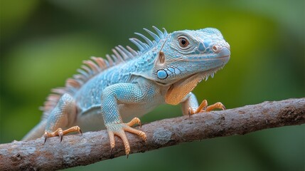 Obraz premium Blue iguana on a branch.