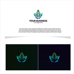 logo designs concept, A geometric leaf symbol with sharp clean lines, bold greens with a hint of white, modern and professional for your business
