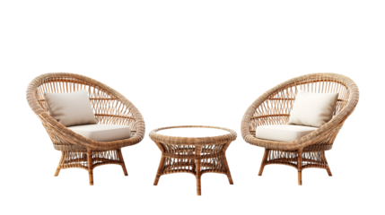 Rattan Wicker Patio Chairs Set with Coffee Table, Summer Outdoor Furniture