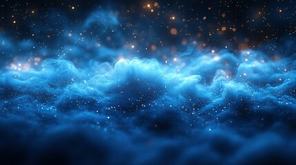 Blue Nebula Glitter Cosmic Dust Abstract Background