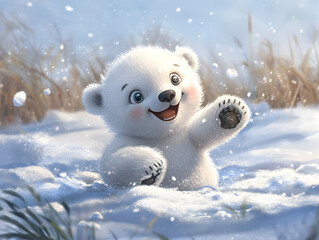 cute bear cub in the snow