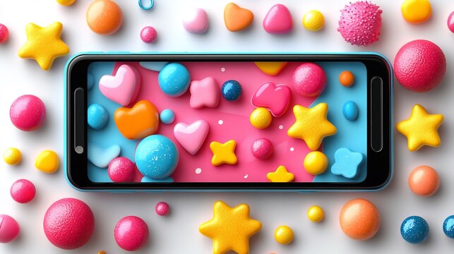 Vibrant Snapchat geofilter template with playful colors and cartoonish icons isolated on a transparent background for event marketing