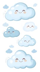 Happy Smiling Clouds Cartoon Illustration