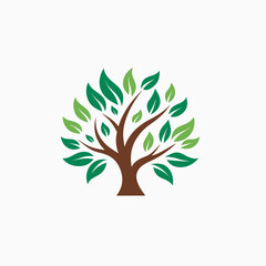 Tree with Leaves Logo Vector 