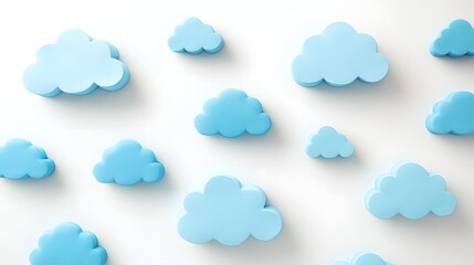 Light Blue Clouds Scattered On White Background