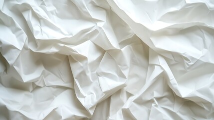 Obraz premium Abstract background with crumpled white paper with slight folds and wrinkles. The texture of the paper creates a dynamic layered effect with soft shadows and highlights.