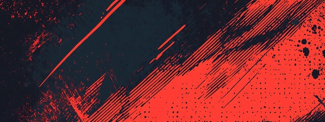 Red and black abstract paint design.