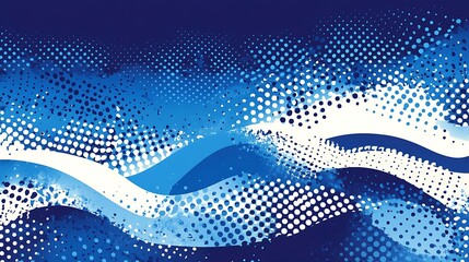 Blue halftone wave pattern.