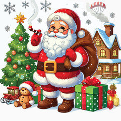 Christmas Santa Claus Isolated on white Background. Vector illustration. on white background -