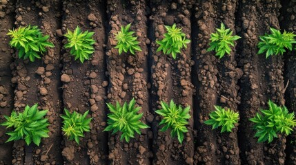 Obraz premium Windbreak Installation: Installing rows of trees as natural windbreaks helps protect crops, reduce soil erosion, and create a more stable farming environment. 