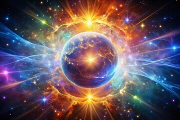 Fototapeta premium Cosmic Genesis: Radiant Sphere Ignites Nebula