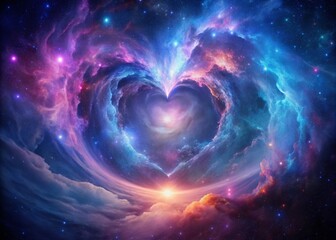 Cosmic Love Explosion Nebula Heart Long Exposure