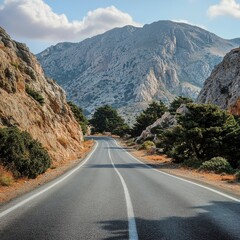 Fototapeta premium Rocky road across Greek mountain