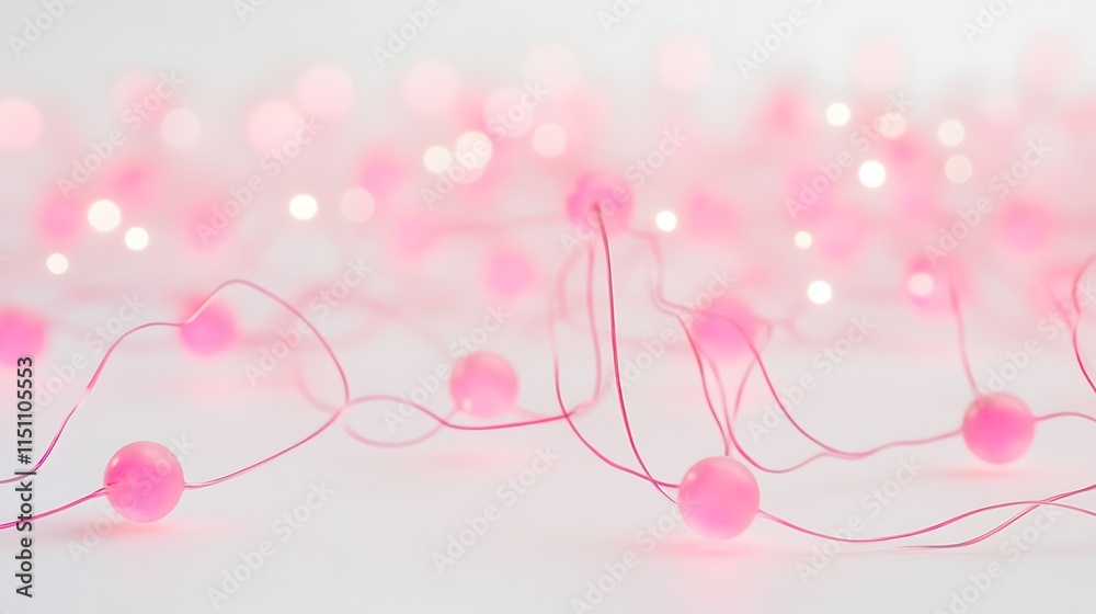 Poster Pink spheres linked by threads.