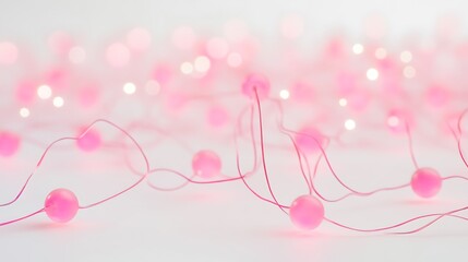 Pink spheres linked by threads.