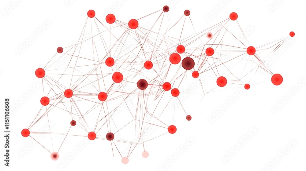 Aufkleber red connected dots and lines network.
