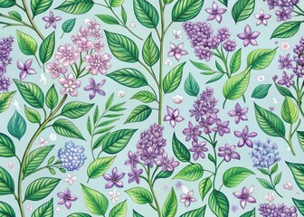 Seamless Lilac Wildflower Pattern - Hand Drawn Floral Design