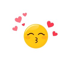 kiss emoji with hearts floating around, generative ai