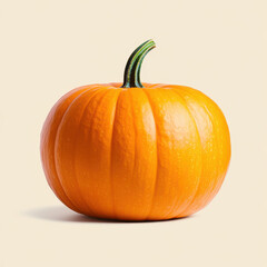 Obraz premium bright orange pumpkin with curly green stem