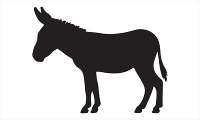 Donkey silhouette vector art on white background 