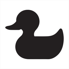 Duck toy silhouette vector art on white background 