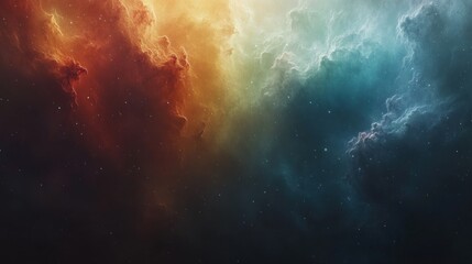 Fototapeta premium Cosmic nebula with orange, teal, and dark hues.
