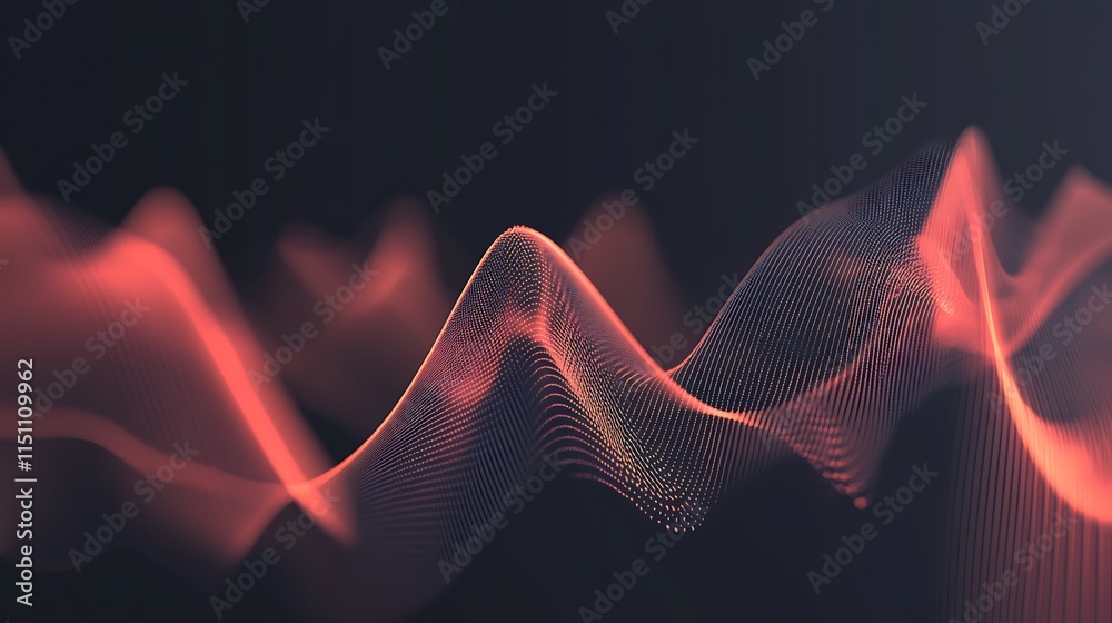 Poster red digital wave pattern.