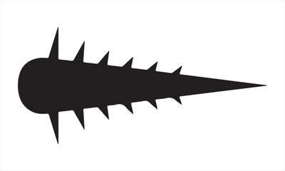 Sharp, Spiked Weapon Silhouette vector art on White Background