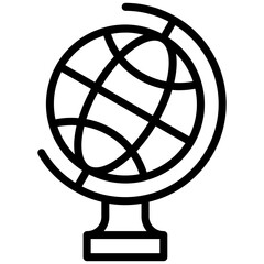 Globe Icon, Black And White Outline Icon Symbol