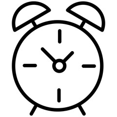 Alarm Clock Icon, Black And White Outline Icon Symbol