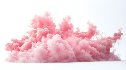 Pink fluffy cloud formation isolated on white background