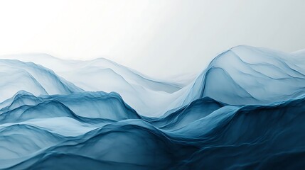 Obraz premium Abstract blue flowing landscape painting.