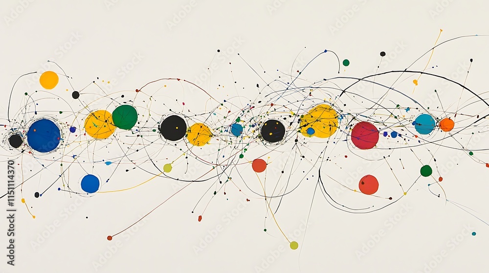 Poster abstract dots and lines art.