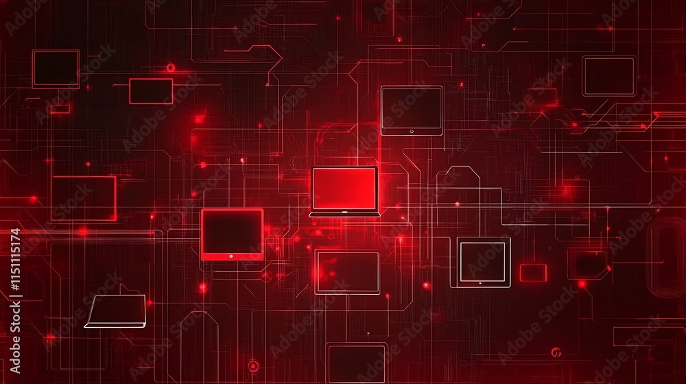 Poster red computer network.