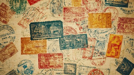 Naklejka premium Travel stamps collage.