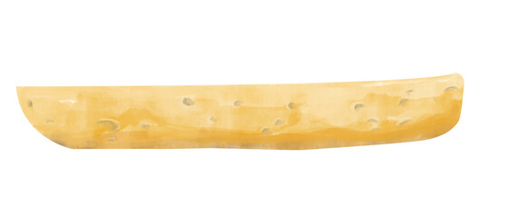 Watercolor Bottom Piece Of Burger Bun One Isolated Illustration For Print And Web